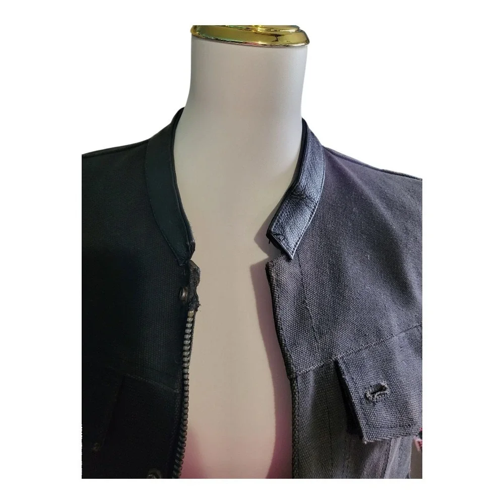 DREAM APPAREL Biker Black Premium‎ Canvas & Leather Conceal Carry Distressed 44
